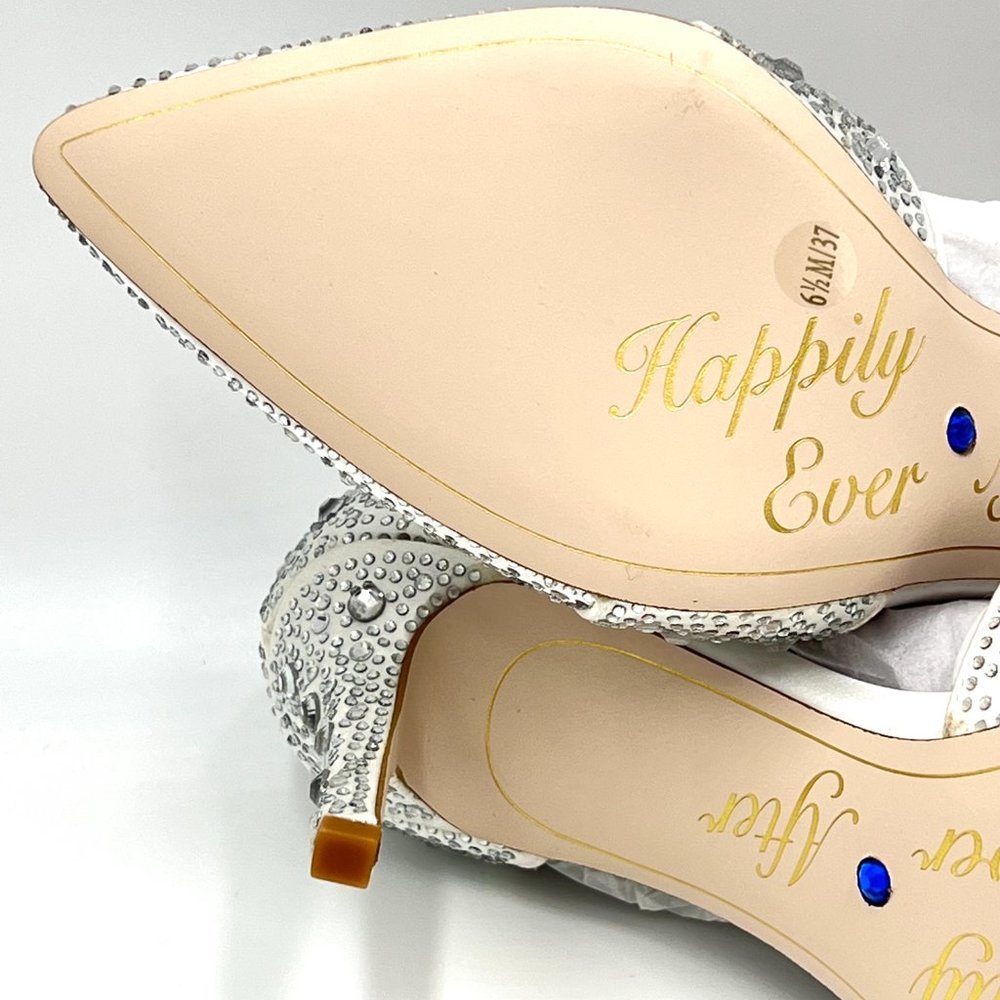 Jessica Simpson Womens Accile Jeweled White Satin Heels Pumps Shoes 6.5 - Picture 10 of 14